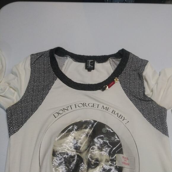 Tricot Chic Knit Cream and Black Long Sleeve Graphic Top Odd Art Luxury Size 10 - Picture 15 of 15